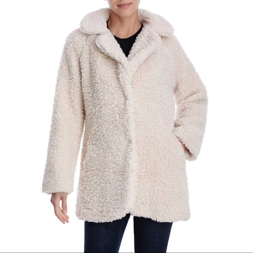 Lucky Brand Faux Shearling Snap Button Coat